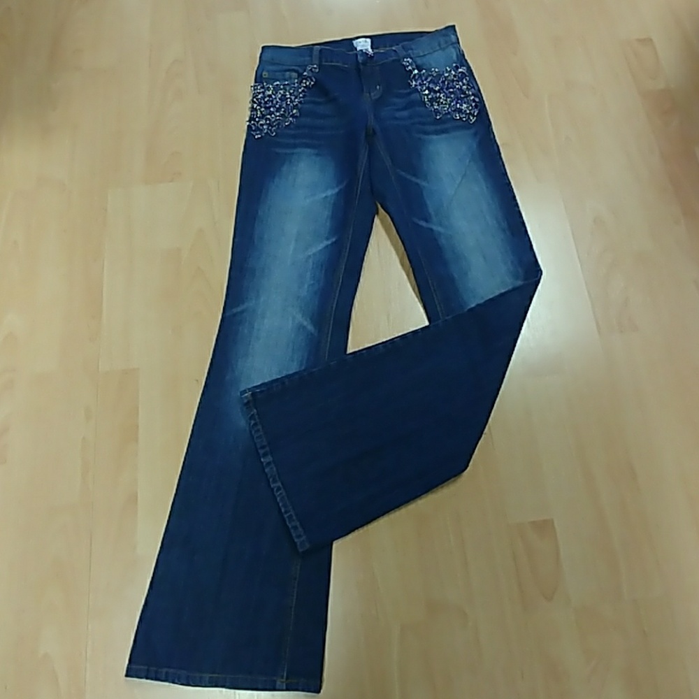 Vintage Y2K Cache Beaded & Sequined Flared Jeans
